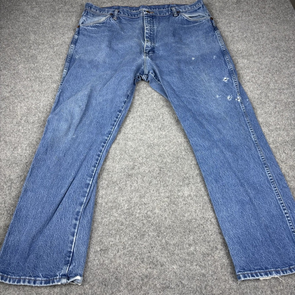 Wrangler Cowboy Cut Jeans Mens 39x30 Vintage Made In USA Distressed Medium Wash